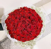 Red Velvet 99 with Baby's Breath - Fresh Flower