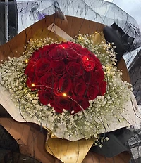 3 Dozens Roses Round Shape Bouquet with LED lights-Fresh Flowers