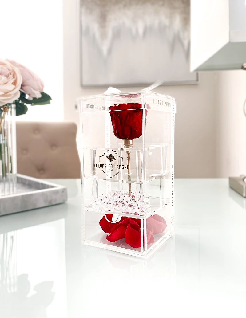 Purest Crystal Box with Long Stemmed 3 Year Rose