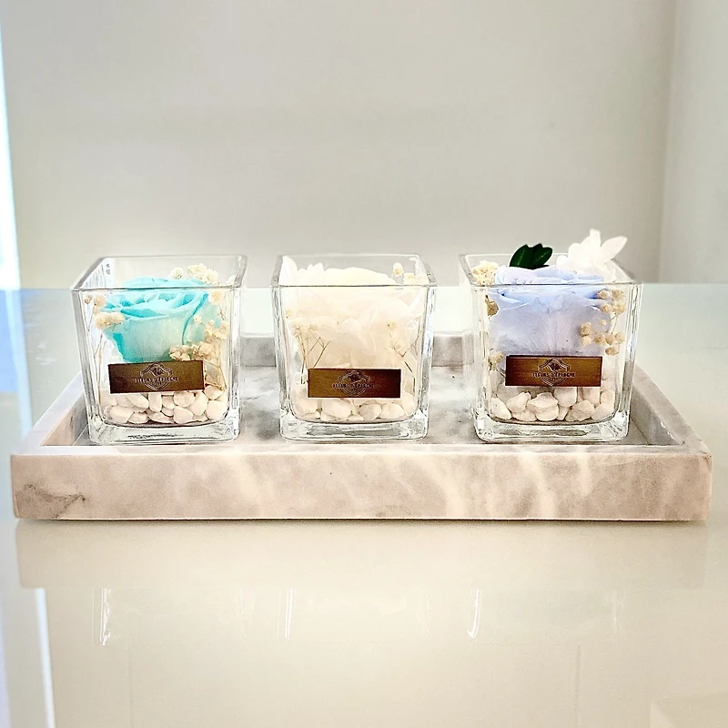 One Love in Square Glass Vase
