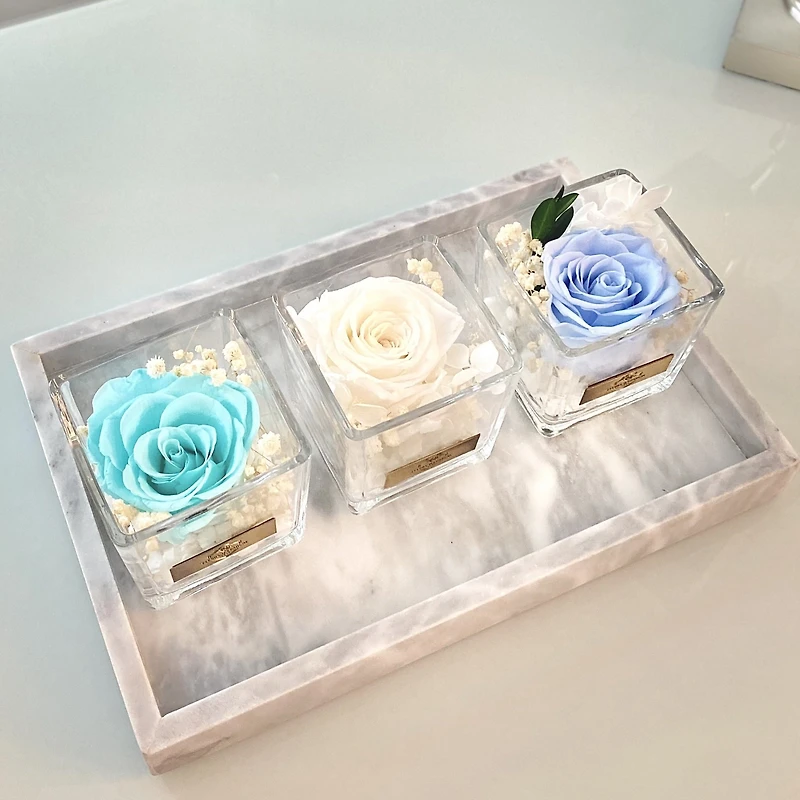 One Love in Square Glass Vase