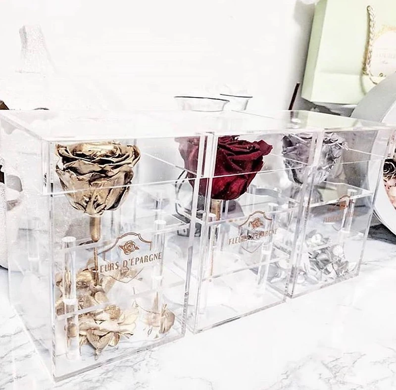 Purest Crystal Box with Long Stemmed 3 Year Rose
