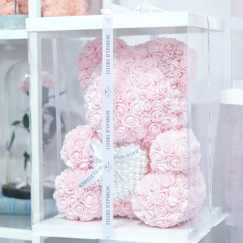 Pearl Heart Luxe Foam Rose Bear