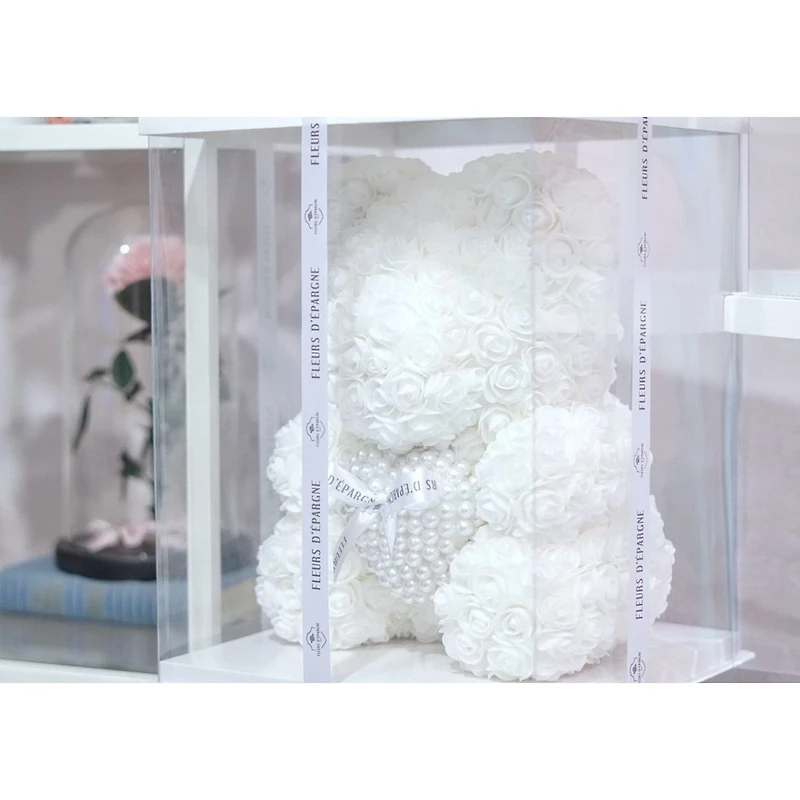 Pearl Heart Luxe Foam Rose Bear