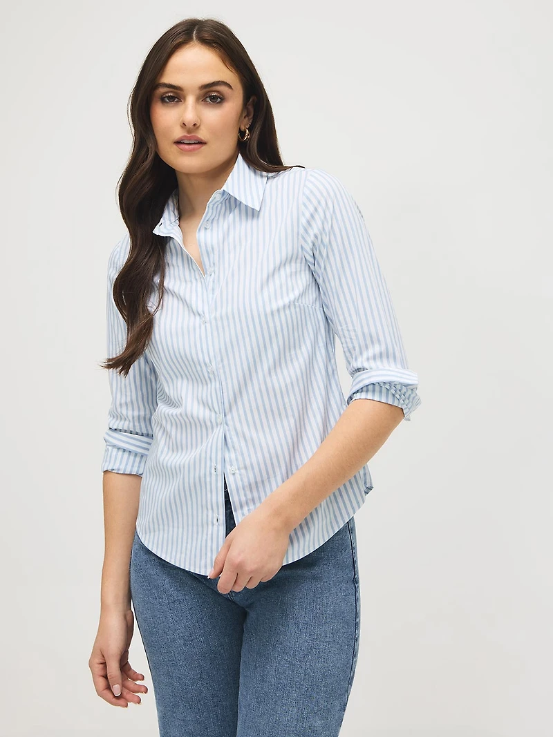 Blouse rayée en mélange de coton