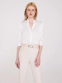 Blouse en satin à manches 3/4