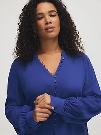 Split Collar Popover Blouse