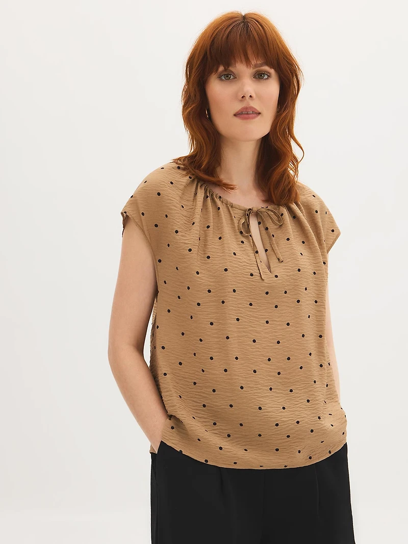 Blouse à pois et manches dolman