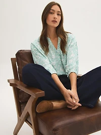 Blouse à imprimé floral et col fendu