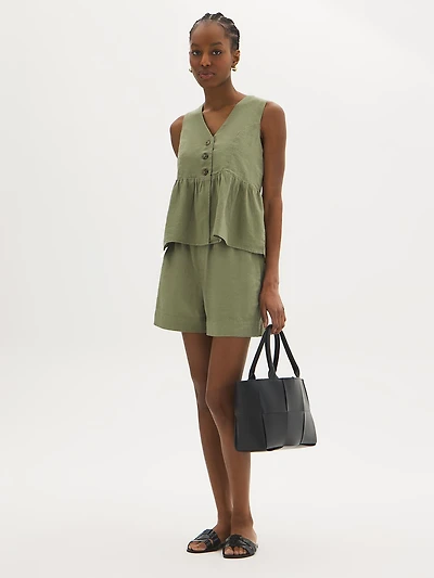 Haut péplum en mélange de lin