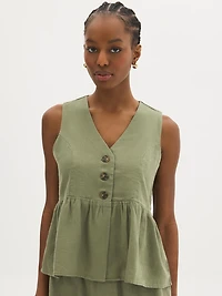 Linen-Blend Peplum Top