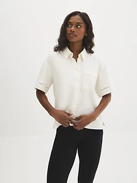 Blouse en mélange de coton à manches courtes