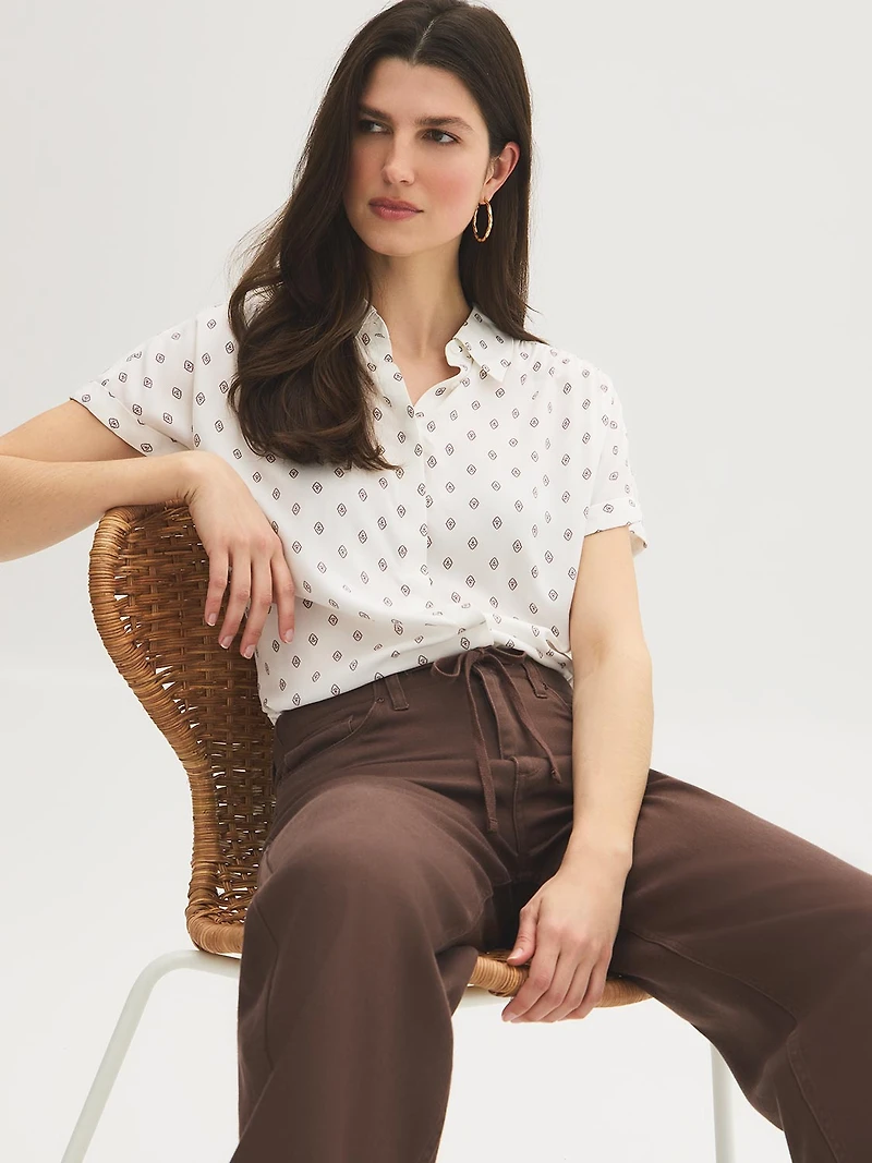 Chemise de bowling à imprimé géométrique