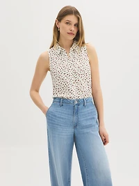 Sleeveless Strawberry Print Blouse