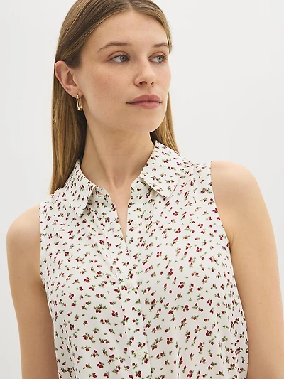 Blouse sans manches à imprimé de fraises