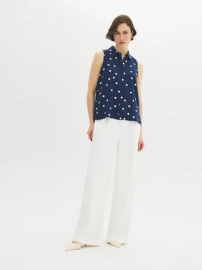 Blouse sans manches à imprimé pois