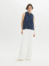 Blouse sans manches à imprimé pois