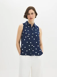 Blouse sans manches à imprimé pois