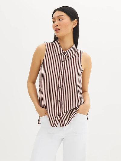 Sleeveless Polka Dot Blouse