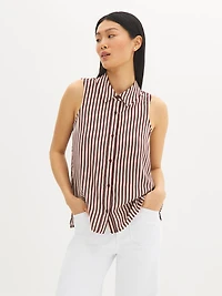 Sleeveless Polka Dot Blouse