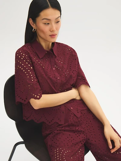 Cotton Eyelet Embroidered Blouse