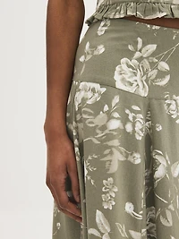 Jupe panneau en lin mélangé à motif floral