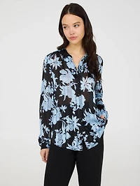Blouse en mousseline boutonnée sur le devant à imprimé floral