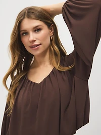 Haut plissé en mousseline à col V