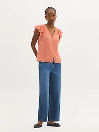 Blouse à manches volantées et col en V