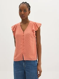 Blouse à manches volantées et col en V