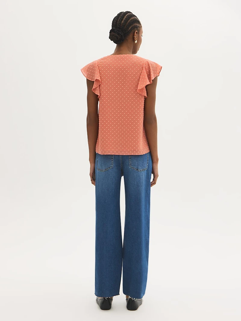 Blouse à manches volantées et col en V