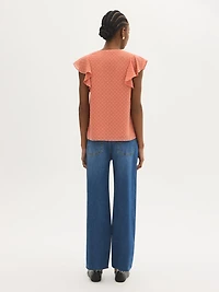 Blouse à manches volantées et col en V