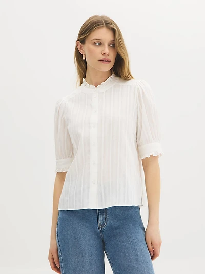 Cotton Ruffle-Trim Blouse