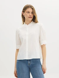 Cotton Ruffle-Trim Blouse