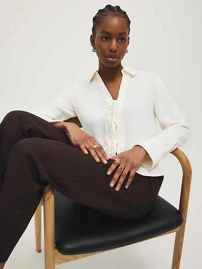 Bow Button-Front Blouse