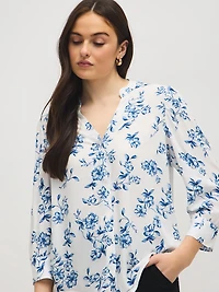 Blouse à imprimé floral et col fendu