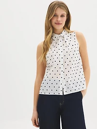 Blouse en coton avec broderie de pois