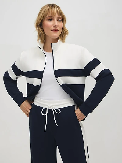 Veste zippée en polaire nuage à blocs de couleurs