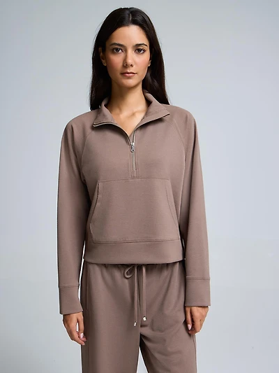 Half-Zip Ribbed Sweatshirt