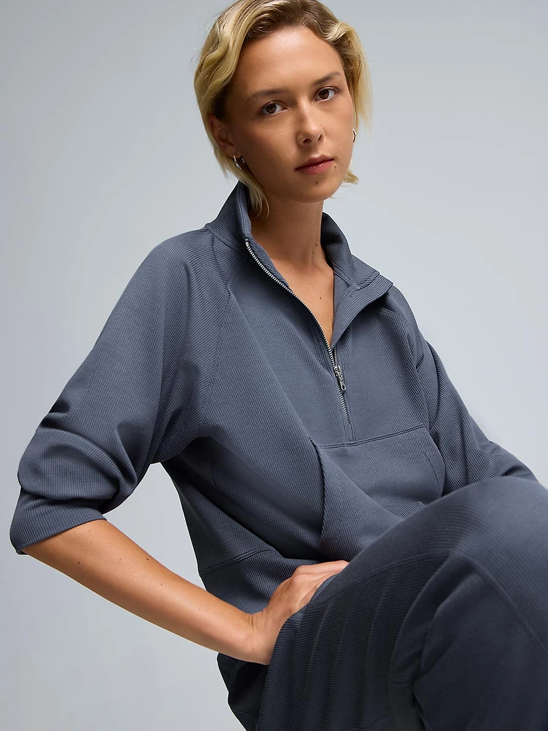 Chandail côtelé à demi-glissière