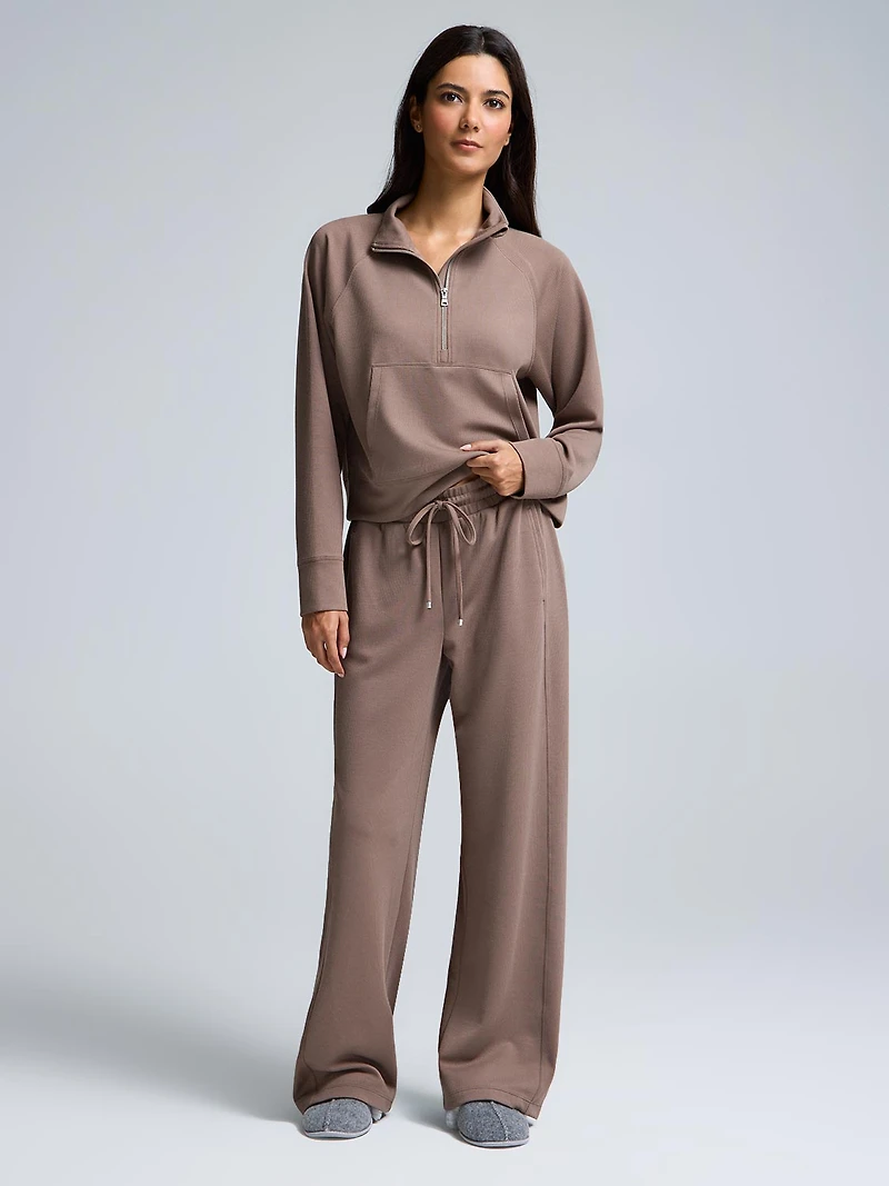 Wide-Leg Ribbed Pants