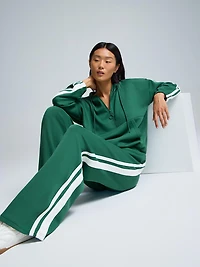 Contrast Stripe Wide-Leg Cloud Fleece Pants