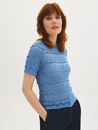 Haut à manches courtes en dentelle texturée