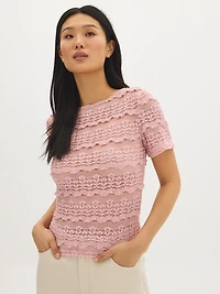 Textured Lace Short Sleeve Top