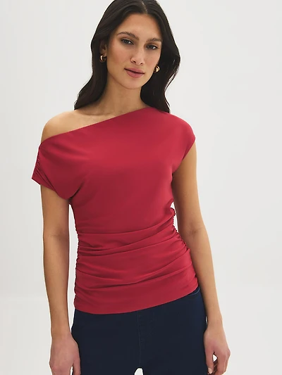 Haut asymétrique froncé