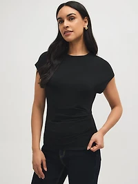Dolman Sleeve Top With Side Pleats