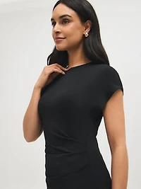 Dolman Sleeve Top With Side Pleats