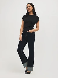 Dolman Sleeve Top With Side Pleats