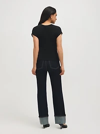 Dolman Sleeve Top With Side Pleats