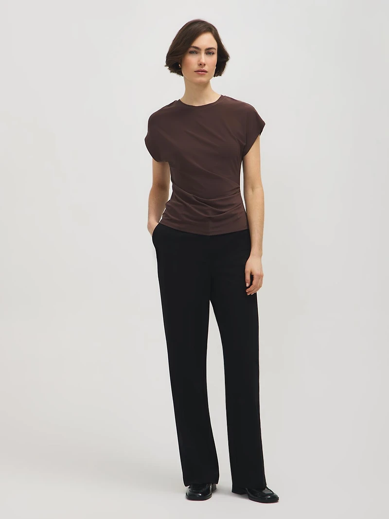 Dolman Sleeve Top With Side Pleats